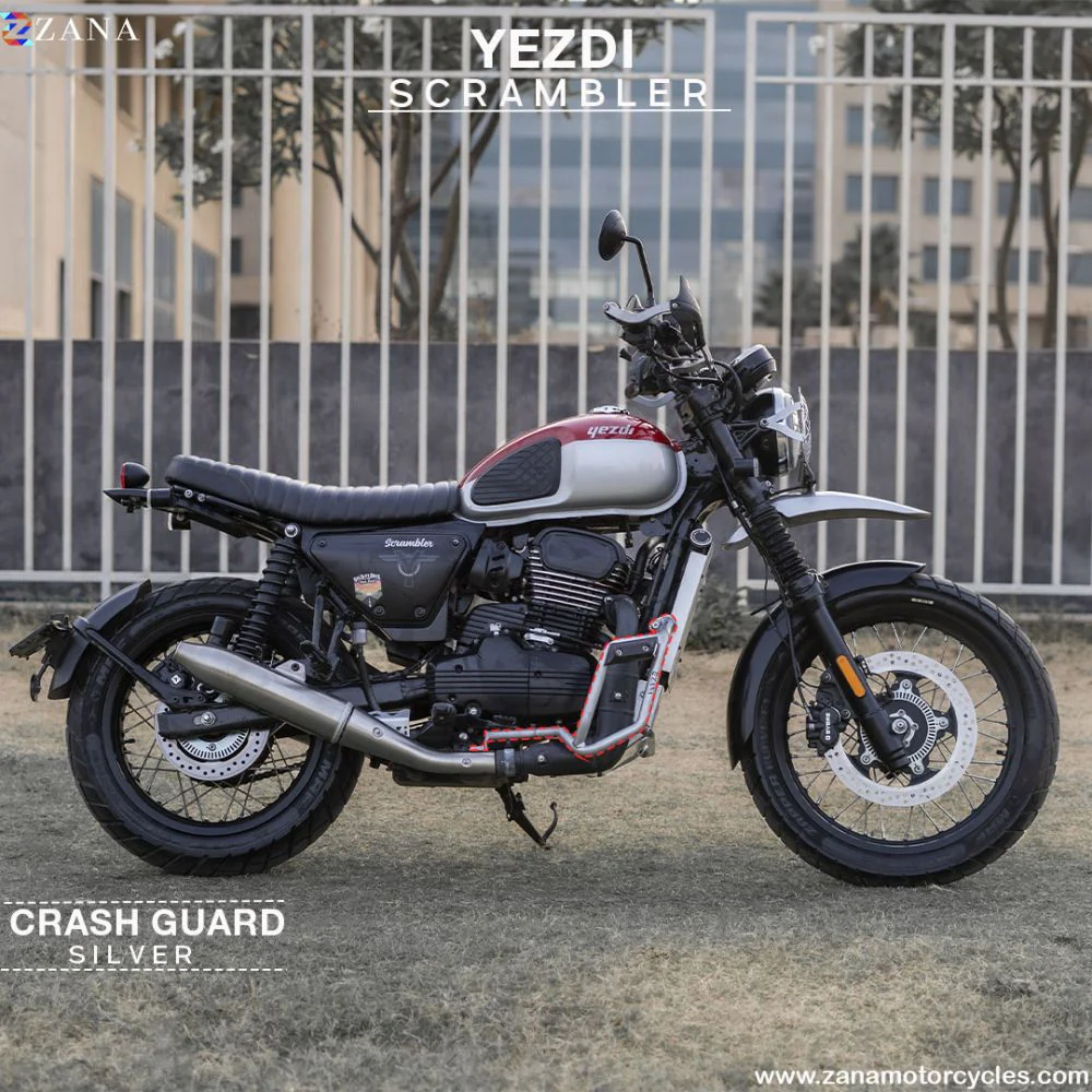 Yezdi Scrambler Silver Leg Guard with Slider by ZANA - ZI-8190 - Image 4