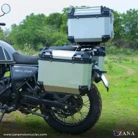 ZANA Panniers( 36 LTR )Aluminium L-Flat Silver With Frame For Himalayan 411 - ZI-8494 LS - Image 3