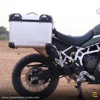 ZANA Panniers( 36 LTR )Aluminium R-Flat Silver With Frame For Triumph Tiger 850 /900 rally pro - ZI-70 RS - Image 2