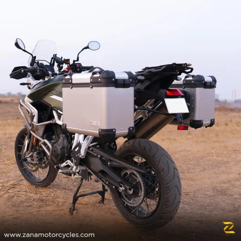 ZANA Panniers( 36 LTR )Aluminium R-Flat Silver With Frame For Triumph Tiger 850 /900 rally pro - ZI-70 RS - Image 4