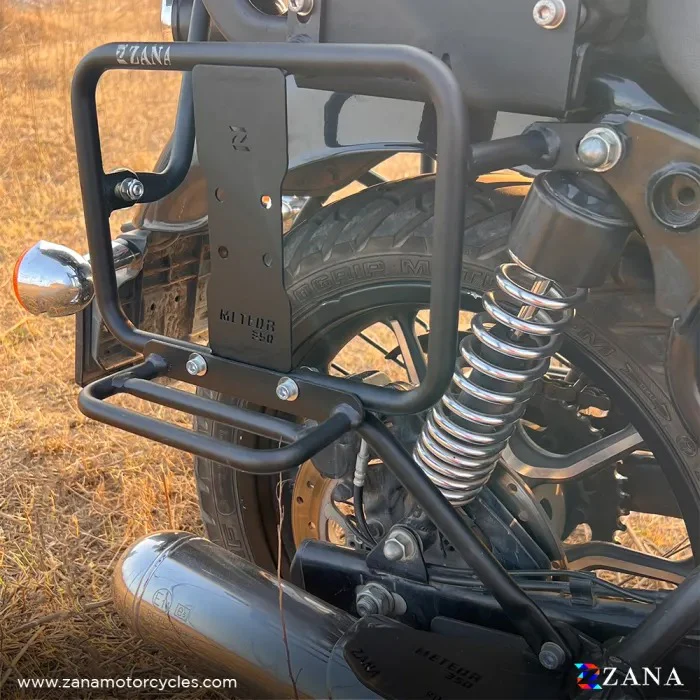 ZANA Saddle Stays Mild Steel With Exhaust Shield With Jerry Can Mount Texture Matt Black For Meteor 350 V-2 - ZI-8397 - Image 3