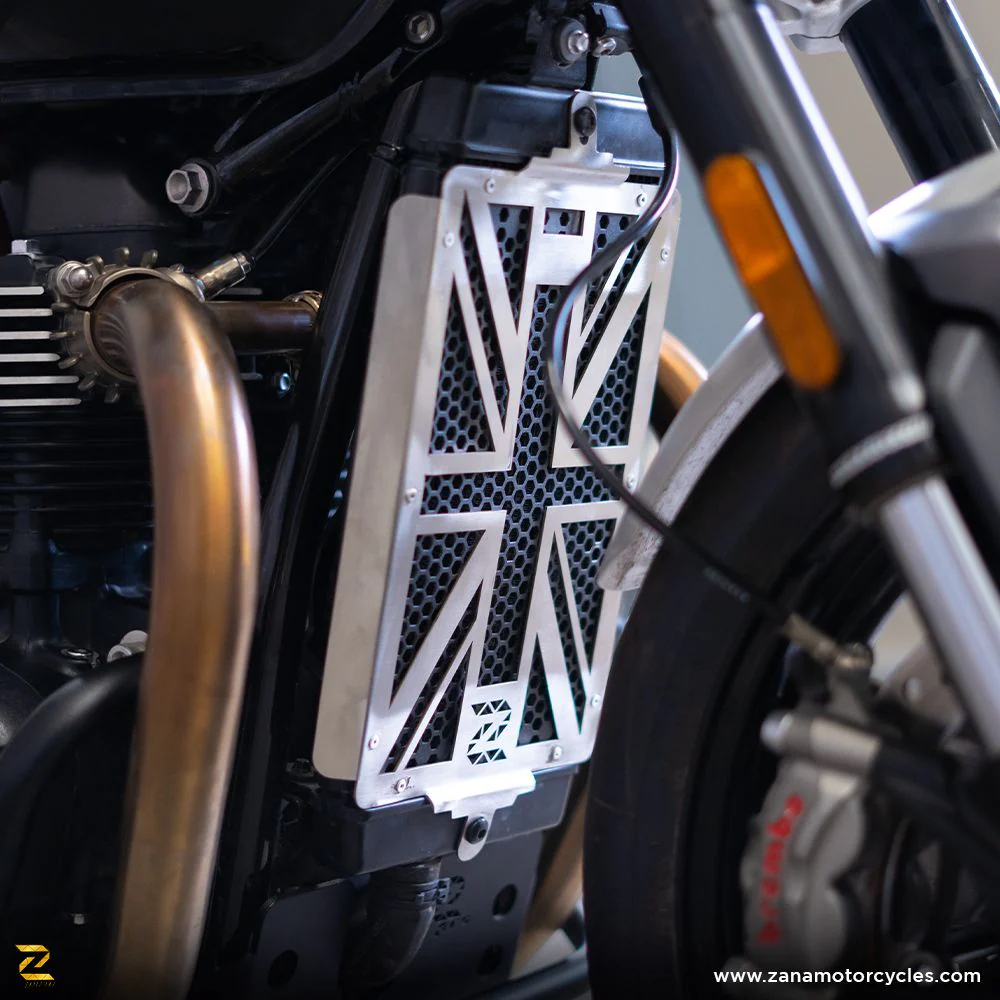 ZANA Silver Radiator Guard UK Flag for Triumph Speed Twin 900- ZP-040 - Image 2