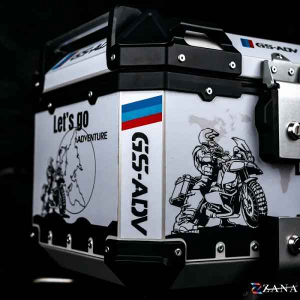 ZANA Sticker Top Box Aluminium (45 Ltr) L-flat Silver With Back Rest Cushion For BMW R 1300 GS- ZI-TB-016 - Image 6