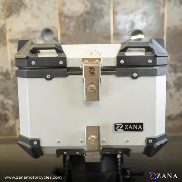 ZANA Top Box Aluminium (45Ltr) L-flat Silver With Back Rest Cushion For Harley Davidson X440 - ZI-TB-011 - Image 2