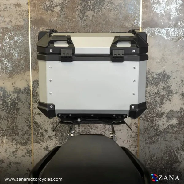ZANA Top Box Aluminium (45Ltr) L-flat Silver With Back Rest Cushion For Harley Davidson X440 - ZI-TB-011 - Image 3