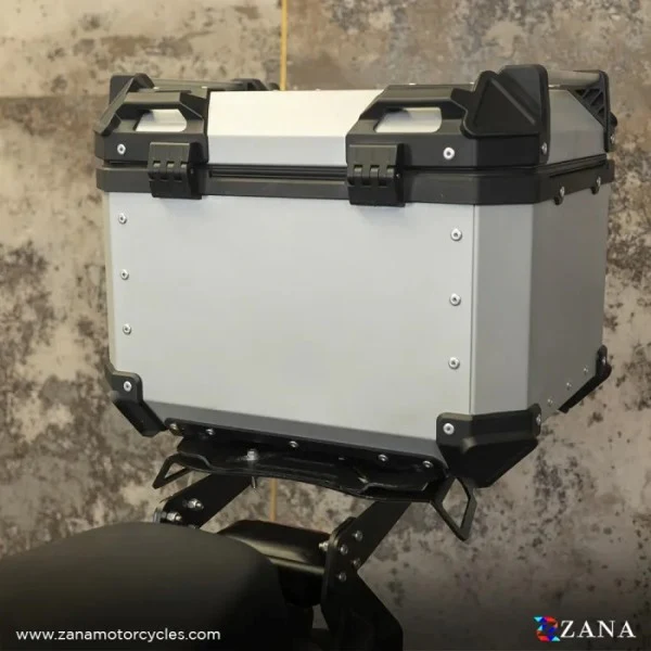 ZANA Top Box Aluminium (45Ltr) L-flat Silver With Back Rest Cushion For Harley Davidson X440 - ZI-TB-011 - Image 5