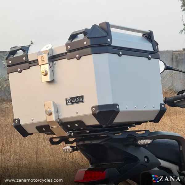 ZANA Top Box Aluminium 55 ltr L-Flat Silver With Back Rest Cushion For BMW R 1300 GS-ZI-TB-013 - Image 2