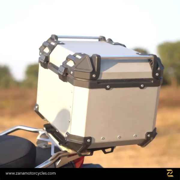 ZANA Top Box Aluminium 55 ltr L-Flat Silver With Back Rest Cushion For BMW R 1300 GS-ZI-TB-013 - Image 6