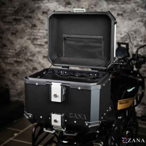 ZANA Top Box Aluminium Black (45ltr) L-Flat With Back Rest Cushion For BMW R1300 GS-ZI-TB-010 - Image 4