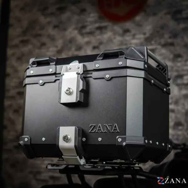 ZANA Top Box Aluminium Black (45ltr) L-Flat With Back Rest Cushion For BMW R1300 GS-ZI-TB-010 - Image 5