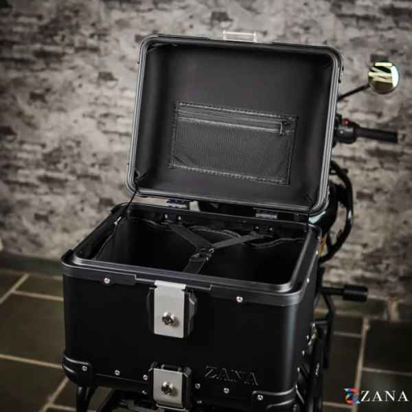 ZANA Top Box Aluminium Black (45ltr) R-Flat With Back Rest Cushion For BMW R1300 GS-ZI-TB-008 - Image 2