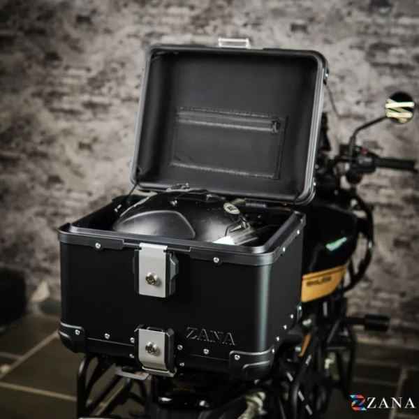 ZANA Top Box Aluminium Black (45ltr) R-Flat With Back Rest Cushion For BMW R1300 GS-ZI-TB-008 - Image 3