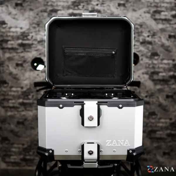 ZANA Top Box Aluminium Silver (45ltr) L-Flat With Back Rest Cushion For BMW R1300 GS-ZI-TB-011 - Image 3