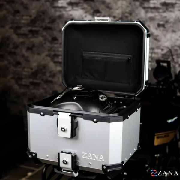 ZANA Top Box Aluminium Silver (45ltr) L-Flat With Back Rest Cushion For BMW R1300 GS-ZI-TB-011 - Image 4