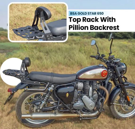 ZANA Top Rack for BSA Goldstar 650 with Pillion Back Rest (Mild Steel Black Type-1) - ZI-8540 - Image 8