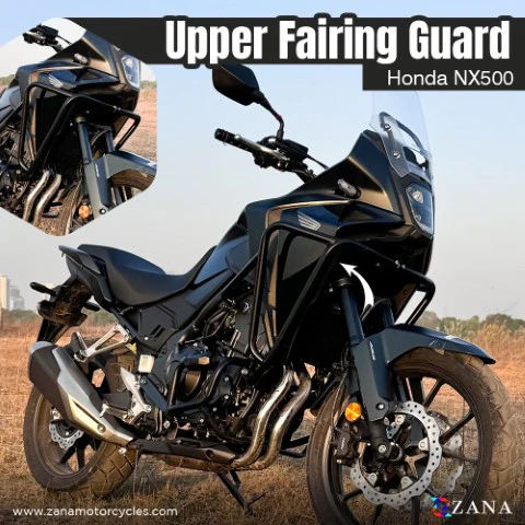 ZANA Upper Fairing Guard and Lower Engine Guard Combo For Honda NX500 ( With Slider ,Black , Mild Steel ) ZI-8467 + ZI-8468
