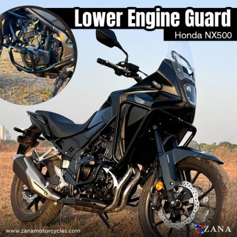 ZANA Upper Fairing Guard and Lower Engine Guard Combo For Honda NX500 ( With Slider ,Black , Mild Steel ) ZI-8467 + ZI-8468 - Image 2